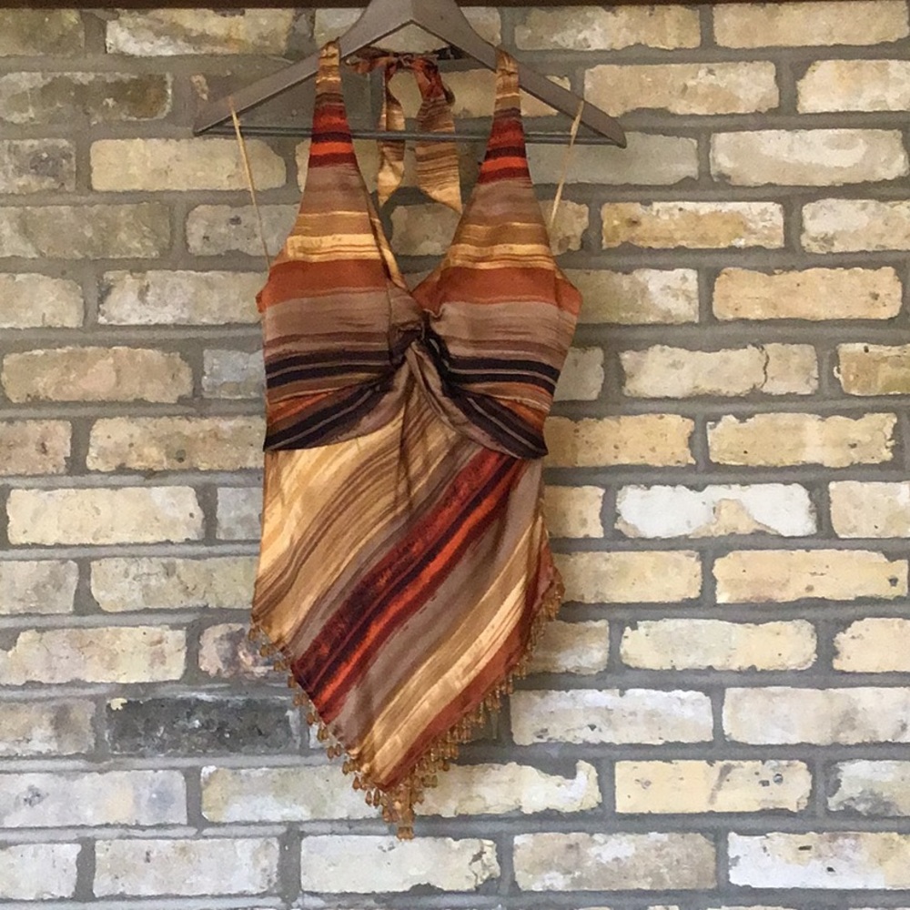 COPY - NWT Stunning 100% silk halter with built in bra